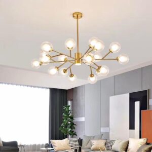 Modern Brass & Glass Sputnik Chandelier