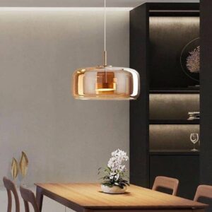 Modern Amber Glass LED Pendant Light