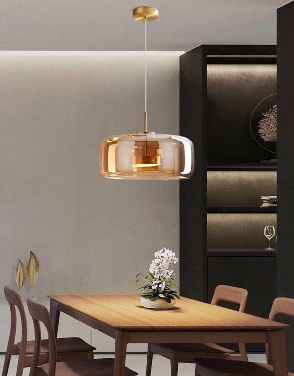 Modern Amber Glass LED Pendant Light